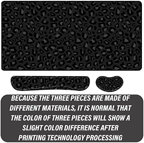 3Pcs Large Gaming Mouse Pad Desk Mat,Keyboard Mouse Wrist Rest Support Set,Extended Laptop Mouse Pad Memory Foam Non-Slip Base for Gamer Home Office(31.5x15.7in)-Black Leopard Cheetah