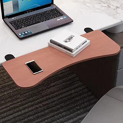 Ergonomic Keyboard Drawer Shelf, Clamp-On Table Keyboard Tray, Collapsible White/Black Desk Extender, Foldable Wrist Rest Armrest Platform (Teak 65 * 25cm/26 * 10inch)
