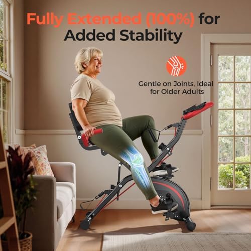 PLENY Folding Exercise Bike, 5 IN 1 Indoor Stationary Bikes for Home