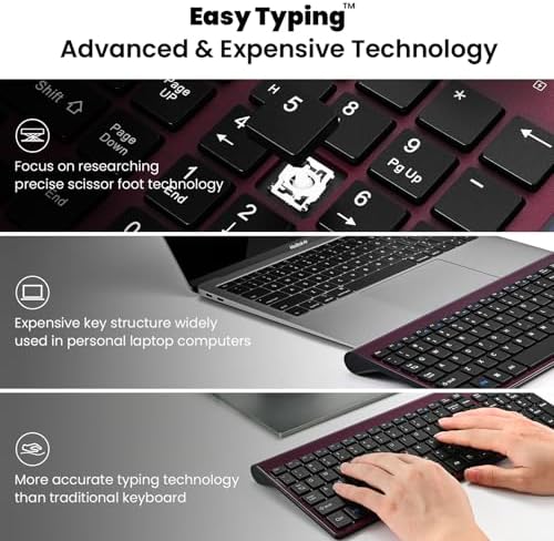 cimetech Wireless Keyboard and Mouse Combo - Burgundy Black