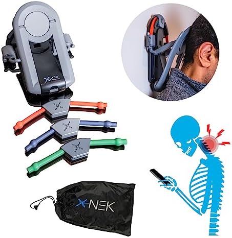 Neck Pain Relief Device to Treat Pain, Strengthen Muscles, Correct Posture, Prevent Injury, Home Use Easy to Carry | Cervical Traction, Chin Tuck | Shoulder Pain | Case + 3 Resistance Straps