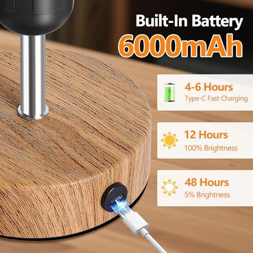 TOBUSA 2-Pack Rechargeable Cordless Table Lamps, 6000mAh Battery Operated