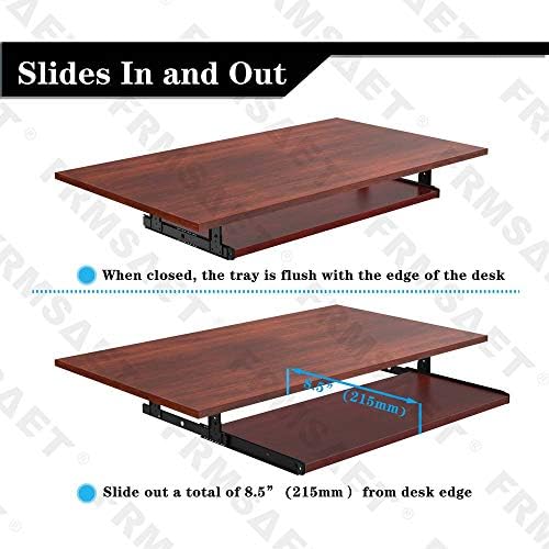 FRMSAET Under Desk 20/24/30 inch Keyboard Drawer Platform (30 in, Mahogany)