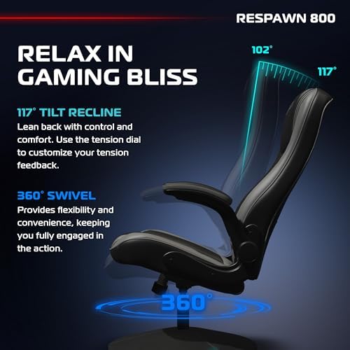 RESPAWN 800 Console Rocker Gaming Chair, Swivel Seat with Lumbar Support