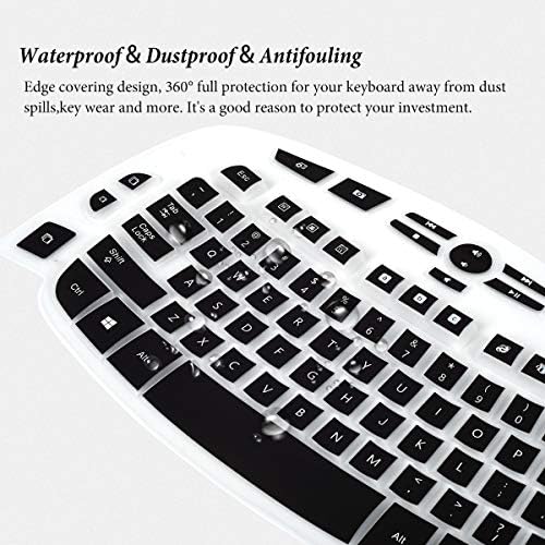 Keyboard Cover Skin for Logitech MK570 K350 MK550 Wireless Wave Keyboard, Ultra Thin Silicone Logitech MK570 Keyboard Protector-Black