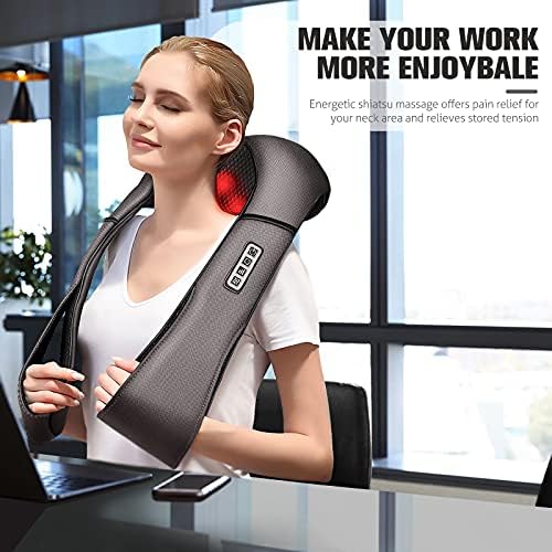MagicMakers Neck Massager with Heat for Pain Relief Deep Tissue Gifts, Gray