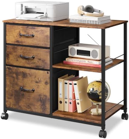 DEVAISE 3 Drawer Mobile File Cabinet, Fabric Lateral Filing Cabinet