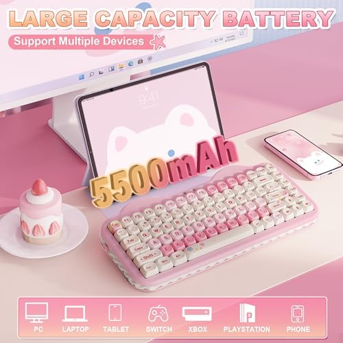 YUNZII C75 Cute 75% Wireless Mechanical Keyboard (Pink, Milk Switch)