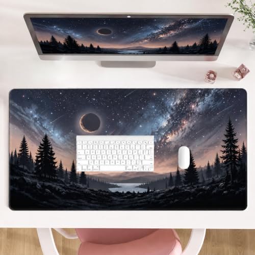 XL Desk Mat 31.5x15.7Inch Galaxy Starry Sky Mouse Pad,Large Gaming Desk Pad