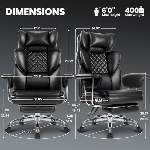 N-GEN GAMING Big and Tall Gaming Chair with Footrest, Reclining Chair,Black