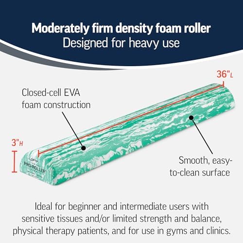 OPTP PRO-ROLLER Standard Density Foam Roller – Half-Round, Green, 36" x 3"