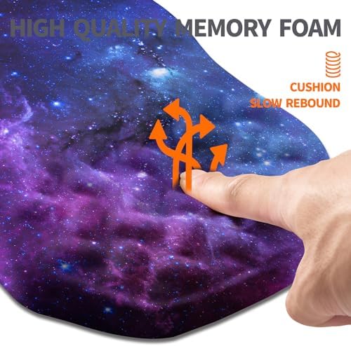 Ergonomic Slope Mouse Pad Wrist Support, Wrist Rest Mousepad for Carpal Tunnel Pain Relief with Massage Bulge and Slow Rebound Memory Foam (12x8 inch, Galaxy)