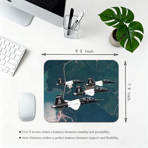 9.5x7.9 Inch Office/Gaming Mouse Pad, U.S. Air Force T-X Trainer Aircraft in Formation Over The Landscape Patriotic Military Theme Cute Anti-Slip Mat for Desk