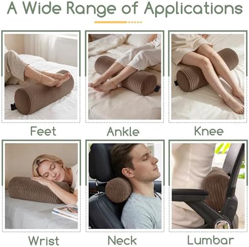HIGOGOGO Lumbar Roll Lumbar Support Pillow for Office Chairs, Cars, and Gaming Chairs, Back Cushion with Washable Cover & Adjustable Strap to Relieve Back Pain and Improve Posture, 15"x6"x5", Brown