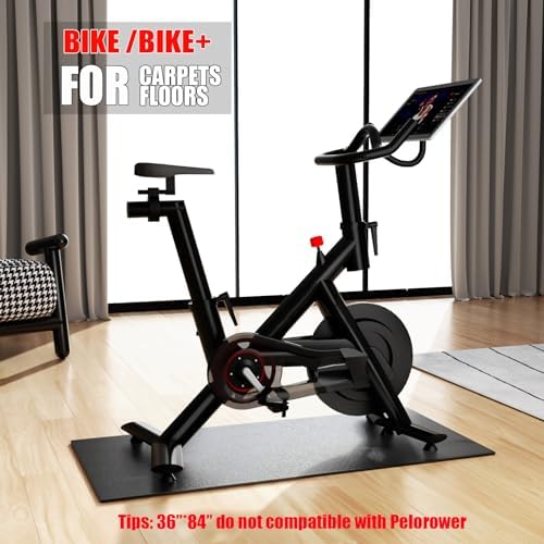 Cycleclub Bike Mat Compatible with Peloton Bike,Elliptical,Treadmill Mat, 6mm Thick, Under Exercise Bike Trainer Pad for Indoor Stationary Spin Bike Gym Equipment Hardwood Floor Carpet Protector