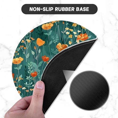ITNRSIIET Round Mouse Pad with Stitched Edge Premium-Textured Waterproof Non-Slip Rubber Base Desktop Protection Mat Diameter 8.7 inches, Beautiful Flowers