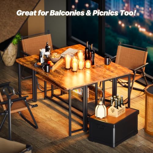 Huuger Folding Desk with Storage Shelf, 47.2 Inch Foldable Computer Table