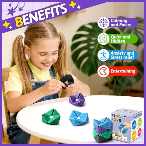 4PCS Sensory Flip Cube Fidget Toys, Quiet Fidget Toy for Kids & Adults