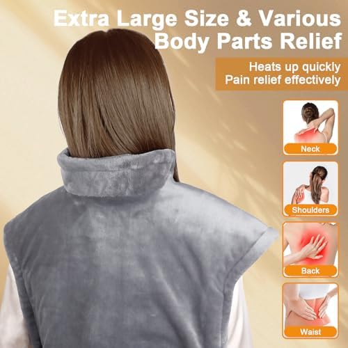 Wearable Heating Pad for Neck, Shoulders & Back Pain Relief, Large 24 x37in