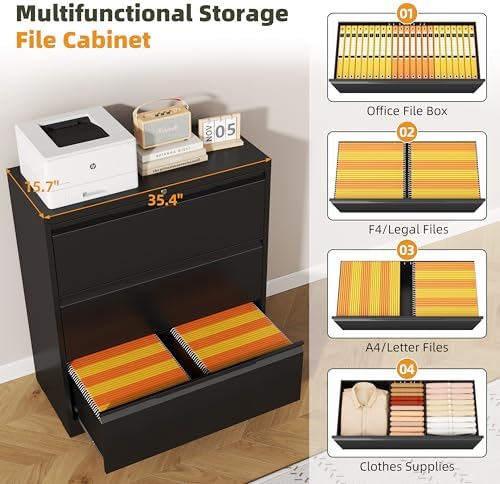 3 Drawer Metal Lateral File Cabinet with Lock for Home Office