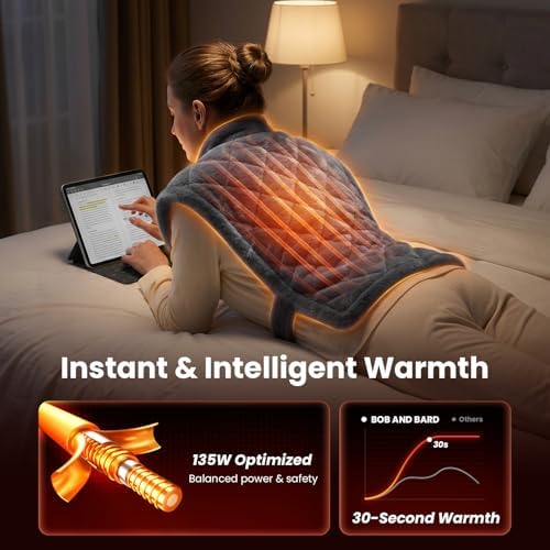 BOB AND BRAD Heating Pad for Neck, Shoulders and Back, FSA Eligible HSA Eligible Electric Heat Pad, Edge-Weighted Design, Fast Heating, ETL Certified, Gift for Women Men 24"x33"