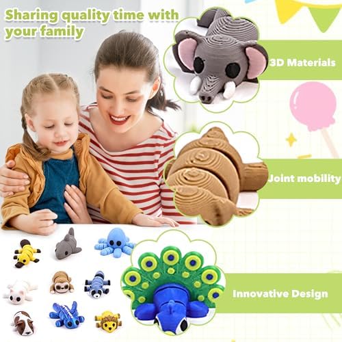 40 PCS 3D Printed Animal Figurines, Flexible Articulated Animal Figurines, Classroom Reward, Party Favor, Fidget Toys, Mini Car Decor, Gifts for Girls and Boys, Office Desk Pets, Birthday Gifts
