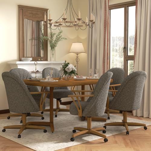 Chromcraft Bailey Swivel-Tilt Caster Dining Chair - Chestnut - Onyx - 1pc