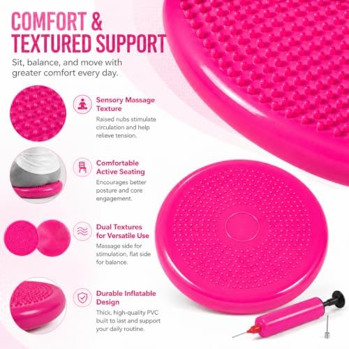 Hanstuten Wobble Seat Cushion Balance Disc - Rubber Wiggle Seat for Active Sitting, Office Desk Chair, and Core Strength Training