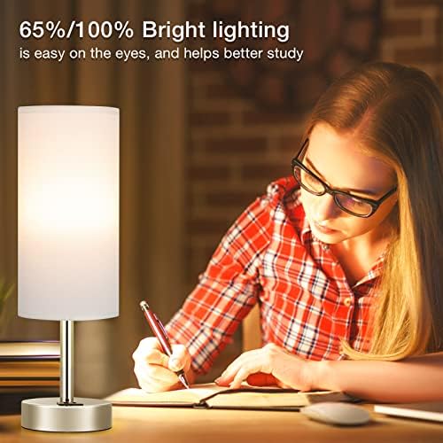 Small Touch Table Lamp for Bedroom - Bedside Desk Lamp for College Dorm