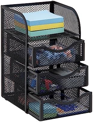 Mind Reader Desktop Accessory Storage, Paper Binder Clip Basket, Workspace, Office, Metal Mesh, 4.75"L x 5"W x 8"H, Black