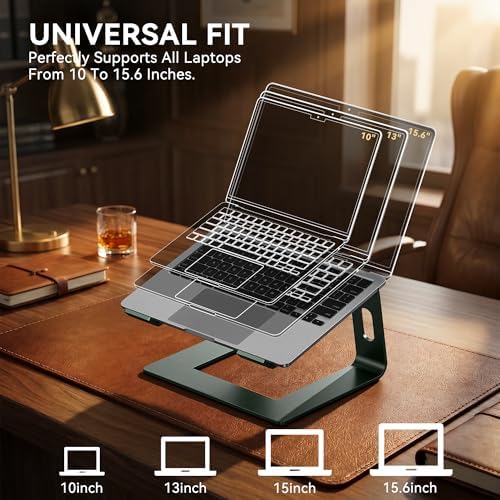 SOUNDANCE Laptop Stand, Aluminum Ergonomic Desk Riser, 10-15.6", Green