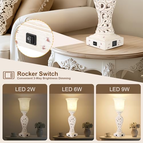 Bedside Table Lamps for Bedroom Set of 2, 3-Way Dimmable Nightstand Lamps