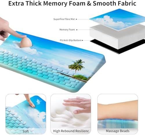 Wrist Rest for Computer Keyboard, Keyboard Wrist Rest, Ergonomic Keyboards Holder for Easy Typing Working, Wrist Pad for Keyboards with Comfortable Wrist Rest for Keyboard Blue