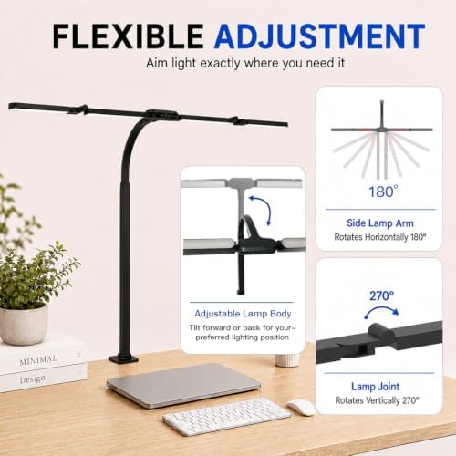 Cloud Space LED Desk Lamp with Clamp, Wide Desk Light for Home Office