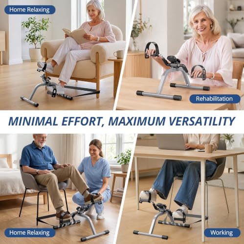 RYGEO Portable Mini Exercise Bike with LCD Screen – Great for Leg and Arm Recovery, Lightweight Floor Pedal Trainer