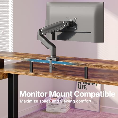 HUANUO 55″ X 26″ Electric Standing Desk with 2 Drawers &24.4″ Large Keyboard Tray, C-Clamp Mount Compatible, Adjustable Computer Desk for Office, Sit Stand Up Desk with 4 Height Presets, Vintage Brown