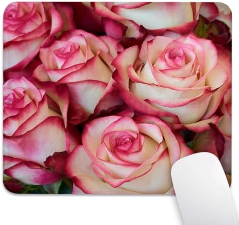 Vintage Romantic Rose Flower Mouse Pad, Elegant Pink White Floral Desk Mat