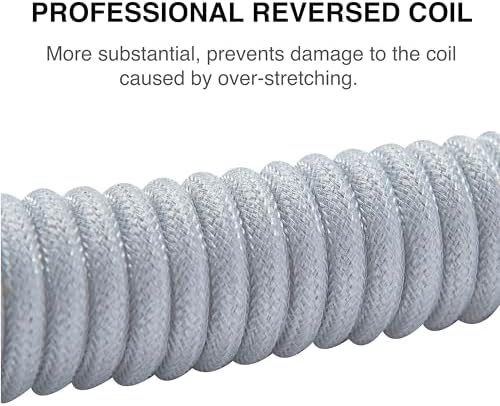 GUNMJO Pro Custom Premium Coiled USB C Cable for Gaming Keyboard, Double-Sleeved Mechanical Keyboard Cable with Detachable Metal Aviator, 1.5M USB-C to USB-A, Marble Gray Color