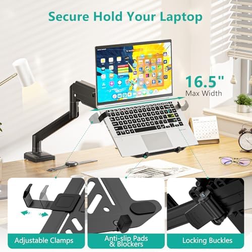 WALI Laptop Desk Mount for 17" Notebook and 34" Screens, Holds 22-26.4 lbs