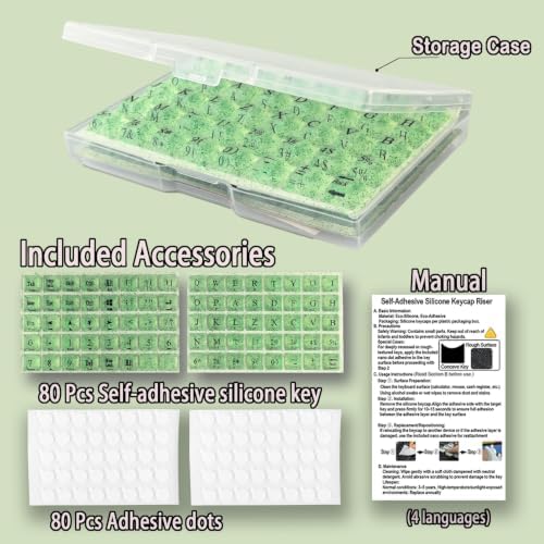 80 Pcs Long Nails Raised Keyboard Stickers for Typing & Gaming Gap Expander