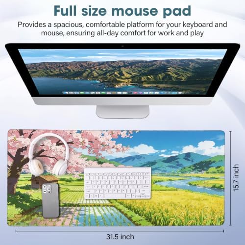 Large Desk Pad 31.5x15.7 Inch - Extended XXL Mouse Pad, Farmland