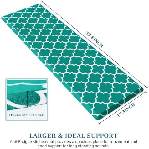 WISELIFE Kitchen Mats and Rugs Cushioned Anti-Fatigue, 17.3"x 60", Green