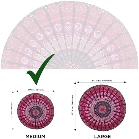 raajsee Purple Round Beach Tapestry Hippie/Boho Beach Blanket Mandala/Indian Cotton Throw - Round Tablecloth/Home Decor/Indie Rug Yoga Mat Meditation Picnic Rugs 127 CM / 50 INCHE Circle