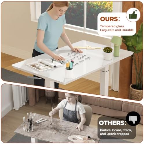 Gibbon Mounts 32inch Glass Standing Desk, Small Rolling Table with Drawer