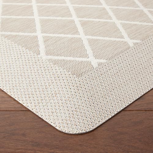 MARTHA STEWART Miles Modern Diamond Anti-Fatigue Air-Infused Kitchen Mat, Beige, 19.6"x32"