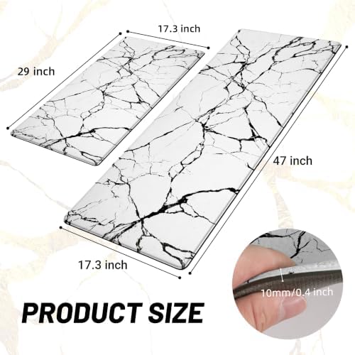 Tyrot Kitchen Mats for Floor, Black White, 2 Pcs, 17.3"X28"+17.3"X47"