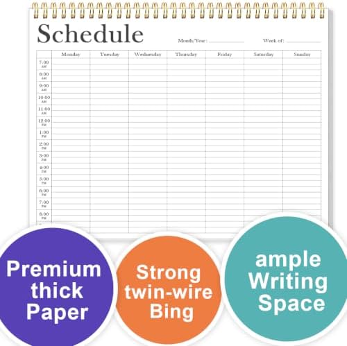(3-Pack) Weekly Schedule Planner - 8.5" x 11" Weekly Schedule Pad, Desk Planner for Home, Work, School, Projects, 52 Weeks, Black