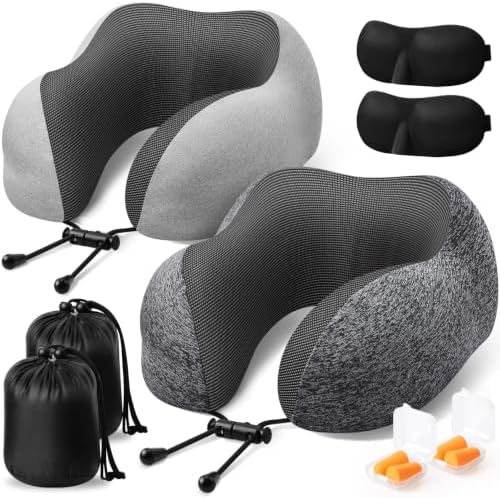ExploreBliss Travel Pillow, Neck Pillow Airplane, Grey & Light Grey