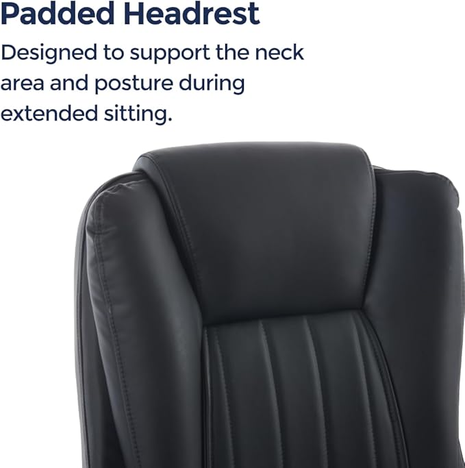 Orbis 4-Point Kneading UL Certified Heated Massage Office Chair with Foot Rest | 500lbs Big & Tall | BIFMA Certified Desk Chair for Heavy People | Home Office Computer Chair | Leather Black