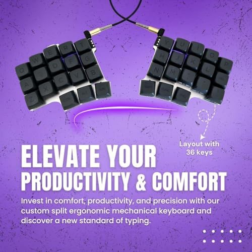Split Ergonomic Mechanical Keyboard, Powered by QMK, Keyboard Comes Fully Assembled with MX Switch Support, 36-Key Layout, USB-C Connectivity, 28 Extra Keycaps & Switches Included